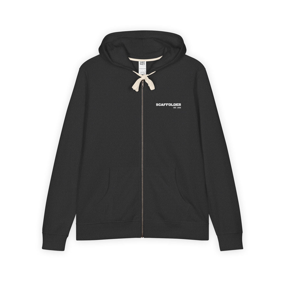Black Full-Zip Hoodie with Minimal Logo