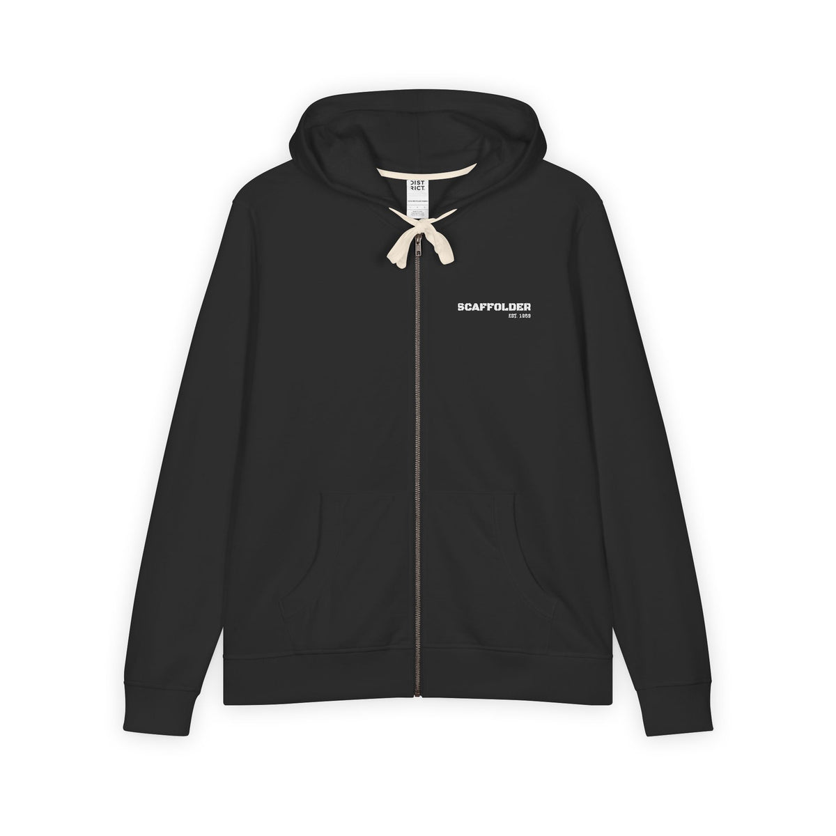 Black Full-Zip Hoodie with Minimal Logo