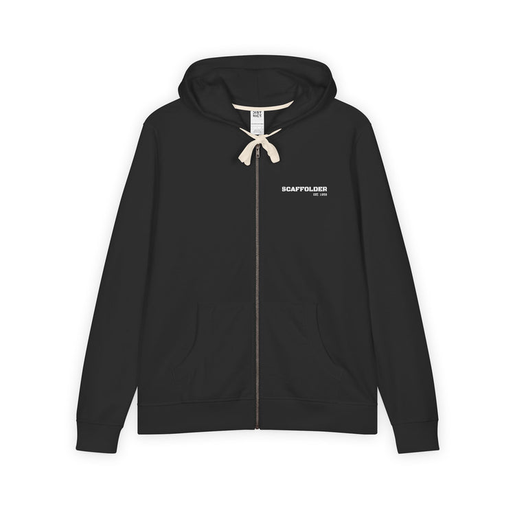 Black Full-Zip Hoodie with Minimal Logo